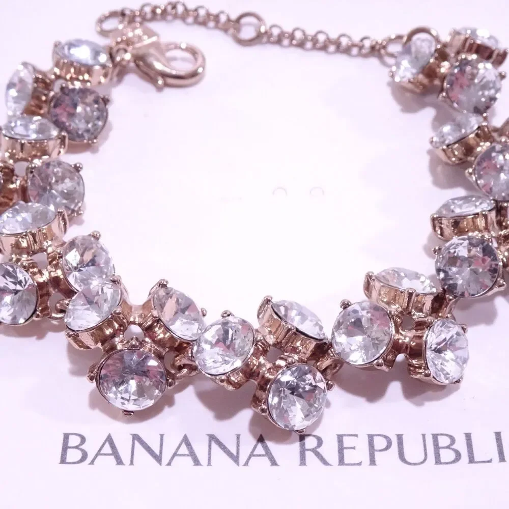 Banana Republic Women's Bold Circles Zig Zag Crystal Link Bracelet NWT 68